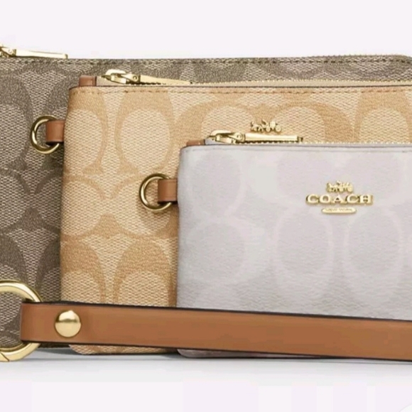 Coach NWT Corner Zip Trio Set Signature Canvas Mixed Clutch - Picture 7 of 8